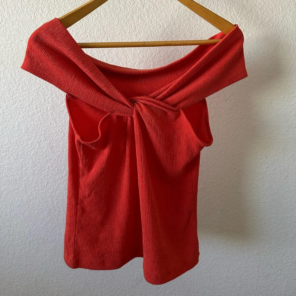 Anthropologie Maeve Coral Off-the-Shoulder Tank Strappy Top Size Small - Picture 3 of 4